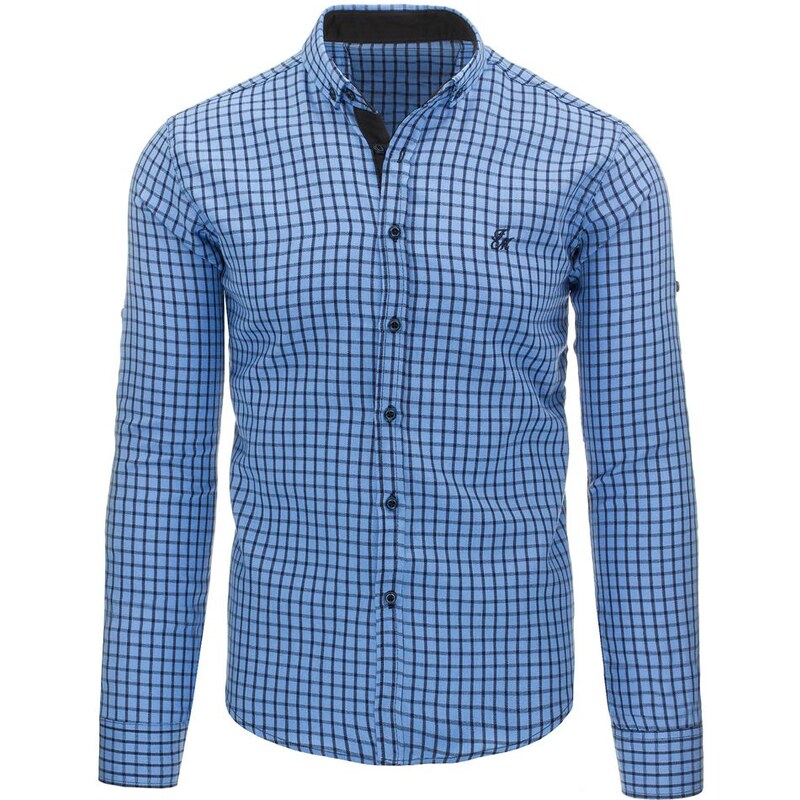 Stylová modrá károvaná košile pro muže