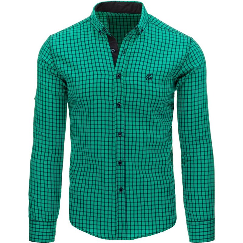 Stylová zelená károvaná košile pro muže