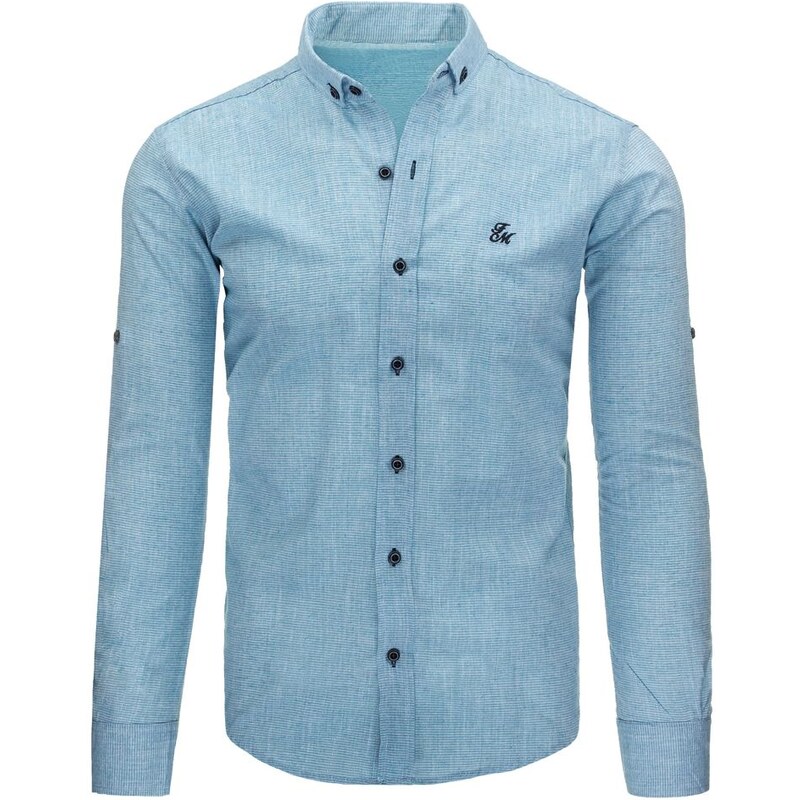 Trendy pánská košile s dlouhým rukávem světle modrá