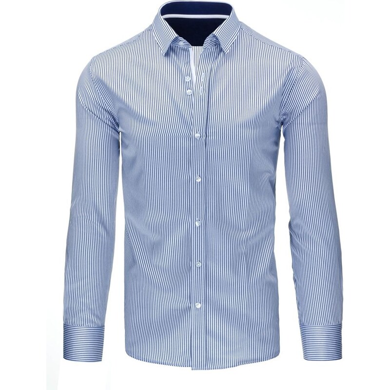 Modrobíle pruhovaná elegantní slim košile pro šviháky