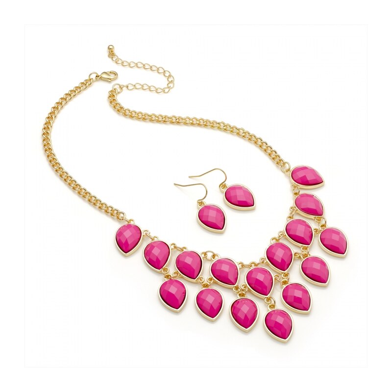 SET: Růžový náhrdelník a náušnice Zina 29267