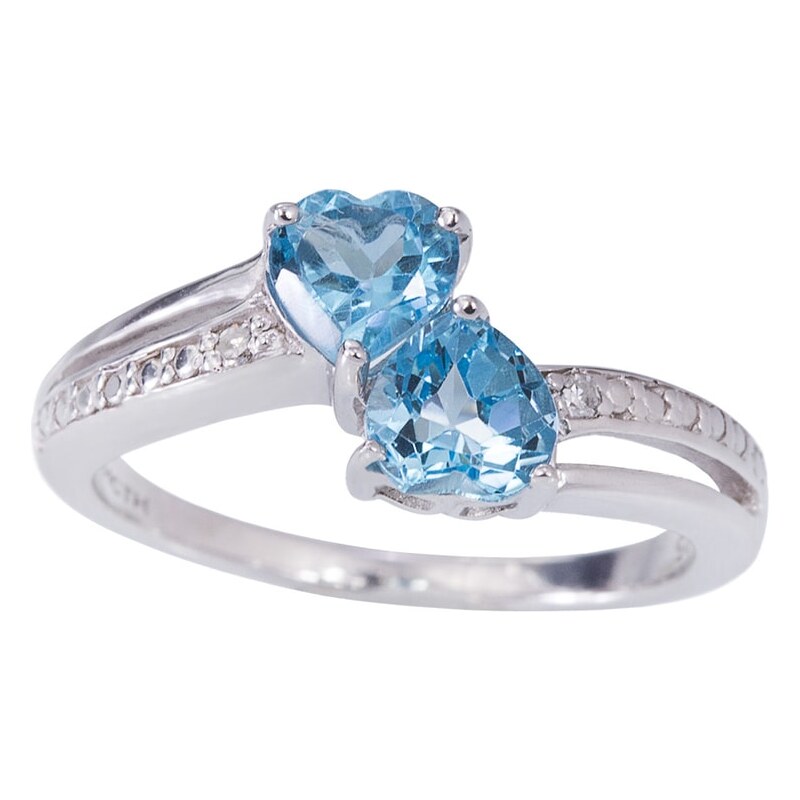Stříbrný prsten s topazy a diamanty KLENOTA