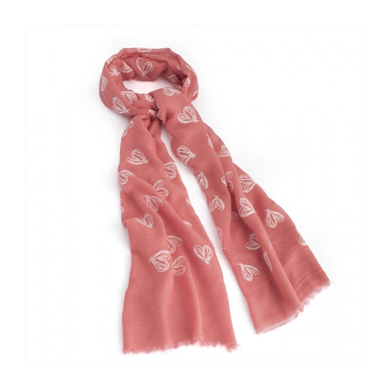 Dámský růžový šátek Love 30157