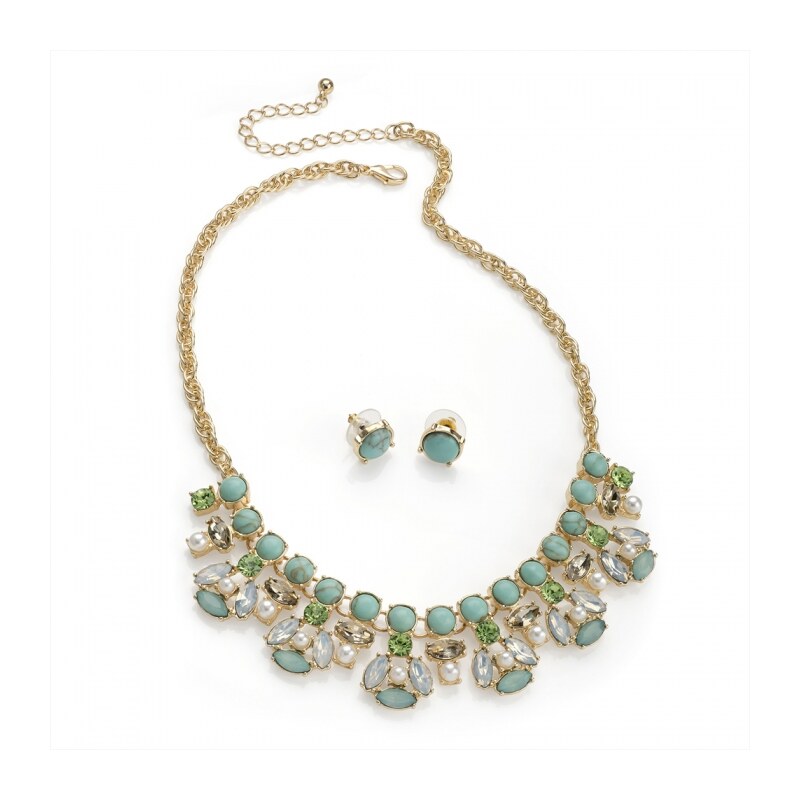 SET: Zelený náhrdelník a náušnice Ema 30061