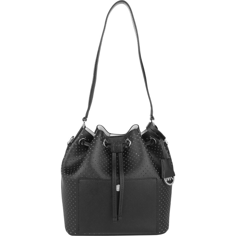 Michael Kors Greenwich MD Leather Bucket Bag Black/White