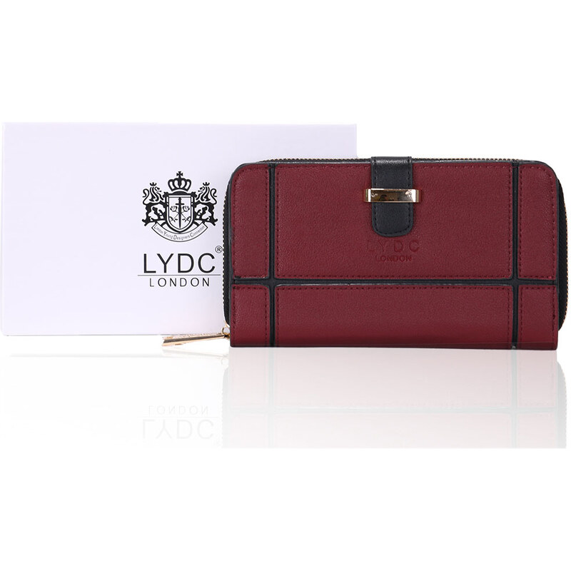 LYDC LONDON Vínovo-černá peněženka LYDC