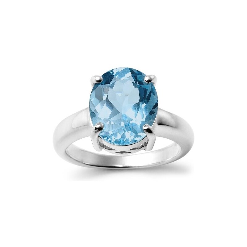 KLENOTA Prsten ze stříbra s modrým topazem