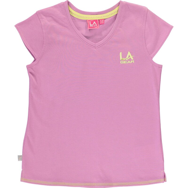 LA Gear V Neck T Shirt Junior Girls, violet
