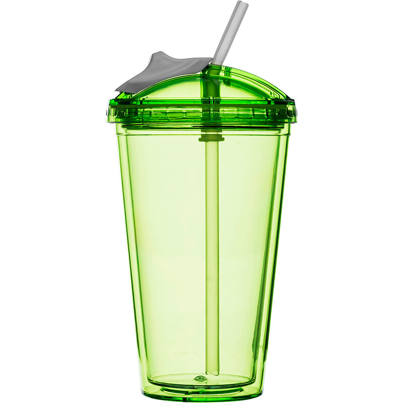 Hrnek s brčkem SAGAFORM Fresh Smoothie Mug 450ml | zelený