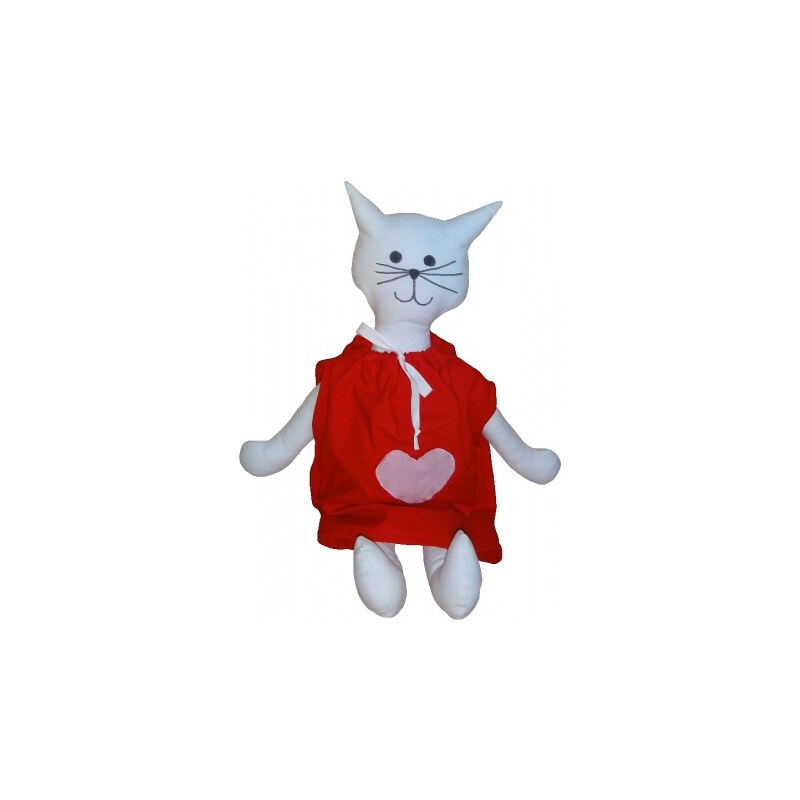 Kočička s červenými šaty