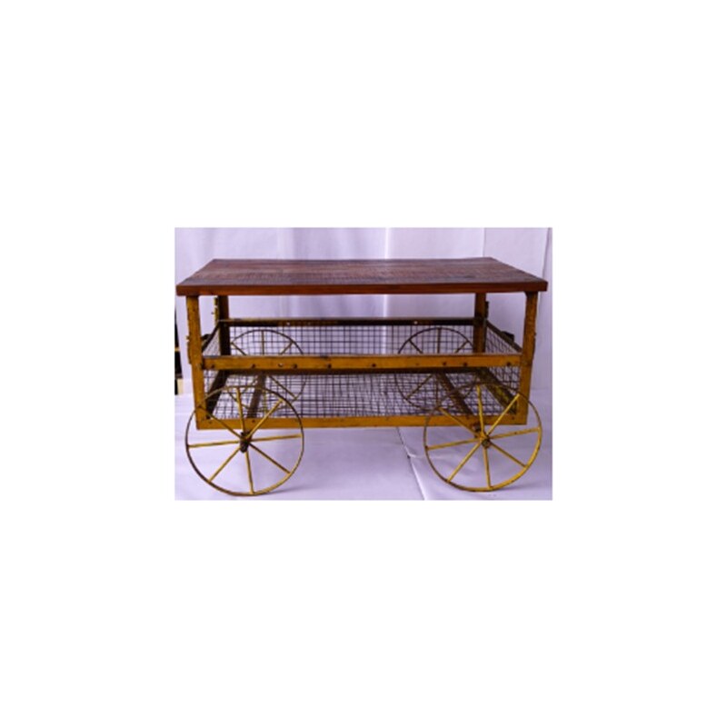 Industrial style, Industriální stolek/vozík na kolech 74x125x72cm (1367)