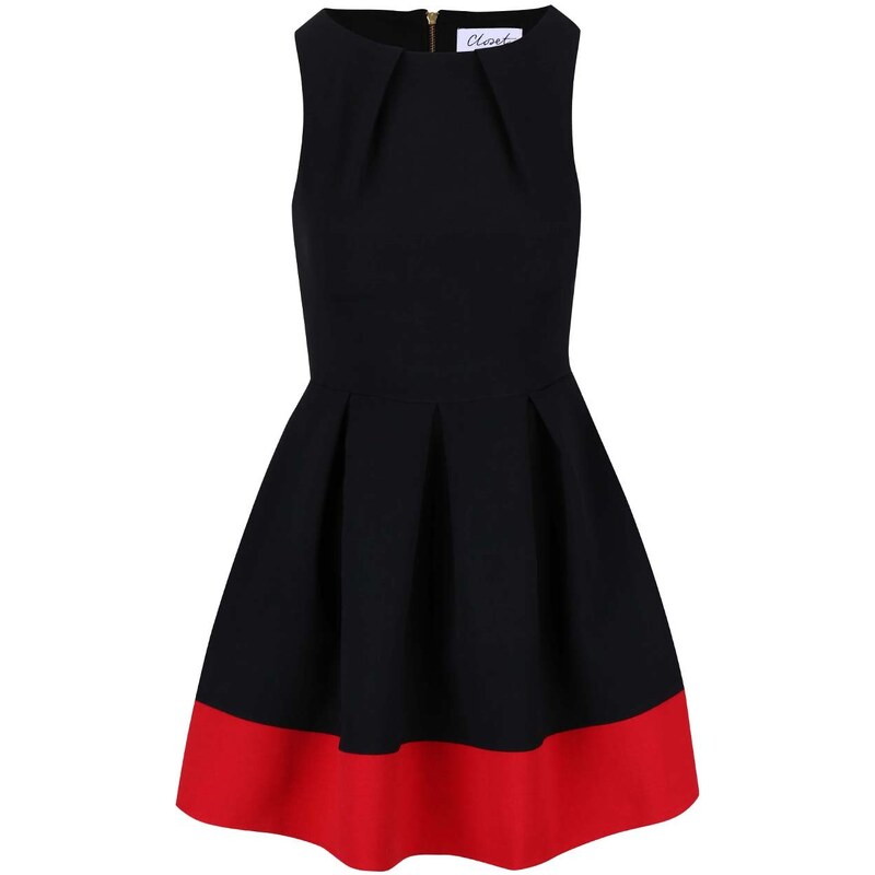 Černé šaty s červeným lemem Closet