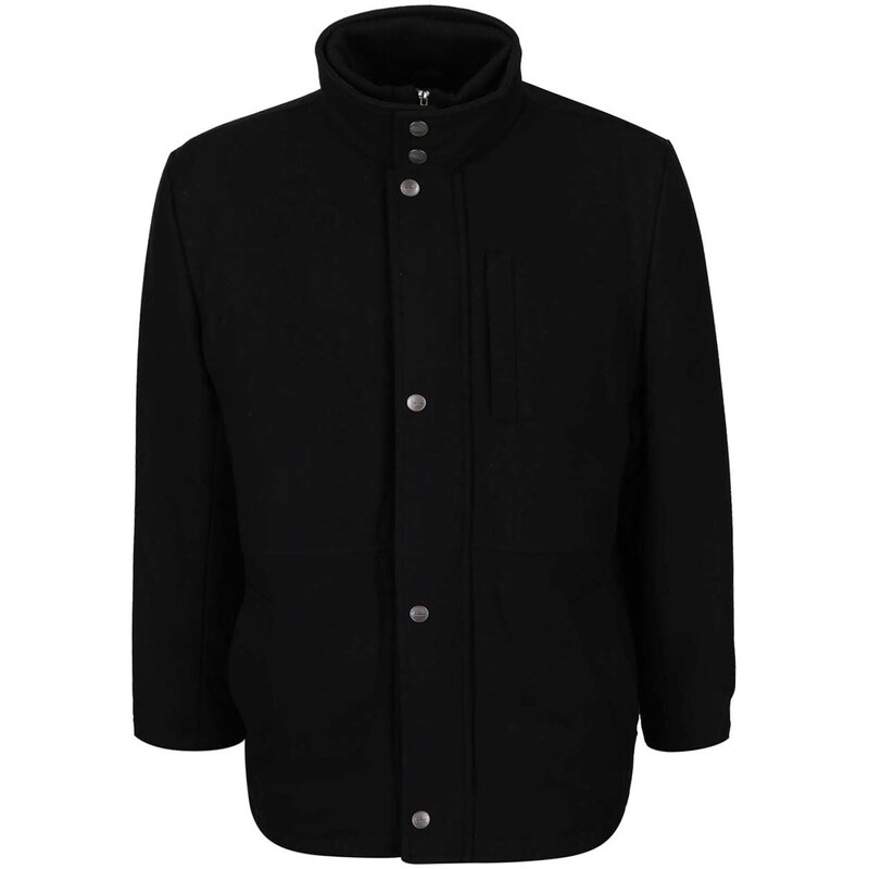 Černý pánský vlněný kabát v nadměrné velikosti Seven Seas X-big