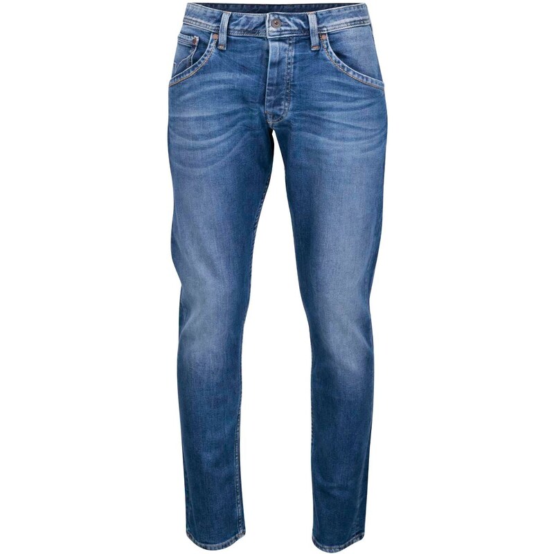 Modré pánské vyšisované regular džíny Pepe Jeans Kolt