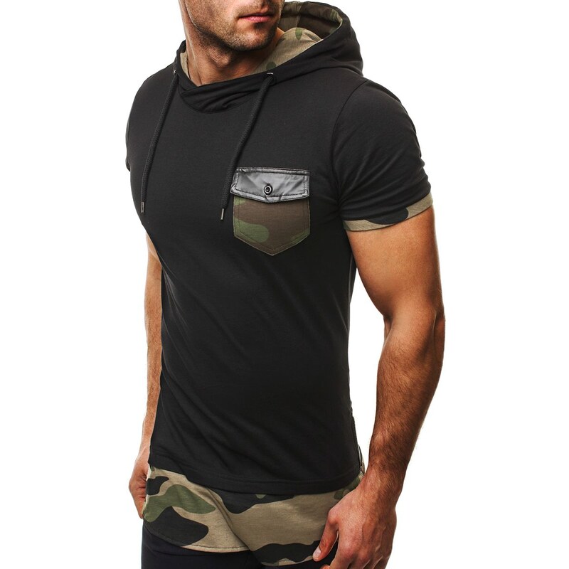 Athletic Černé tričko s vojenským vzorem BG0479
