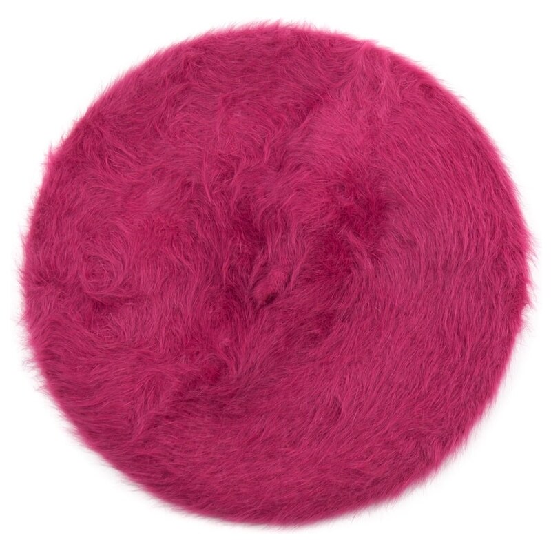 Art of Polo Růžový angorský baret s dlouhým vlasem
