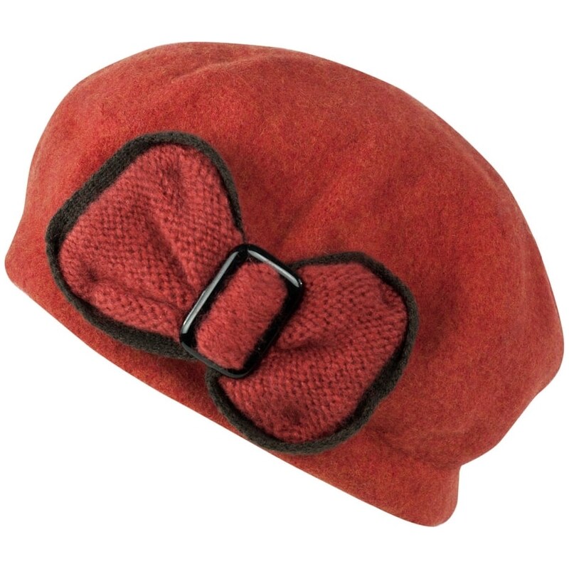 Art of Polo Vlněný baret s krásnou mašlí červený