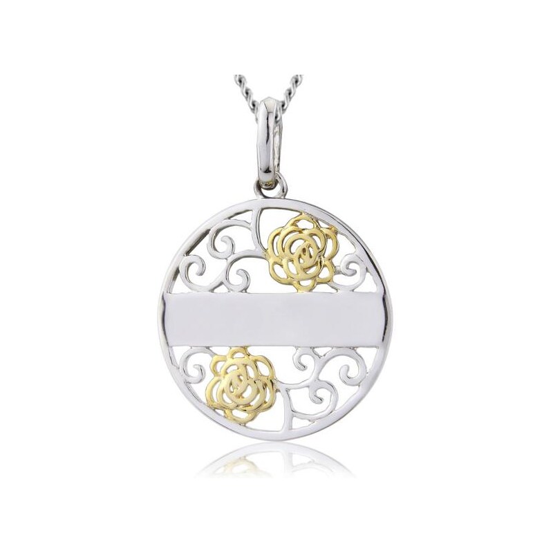 Eppi Stříbrný náhrdelník s pozlácenými ornamenty Corila