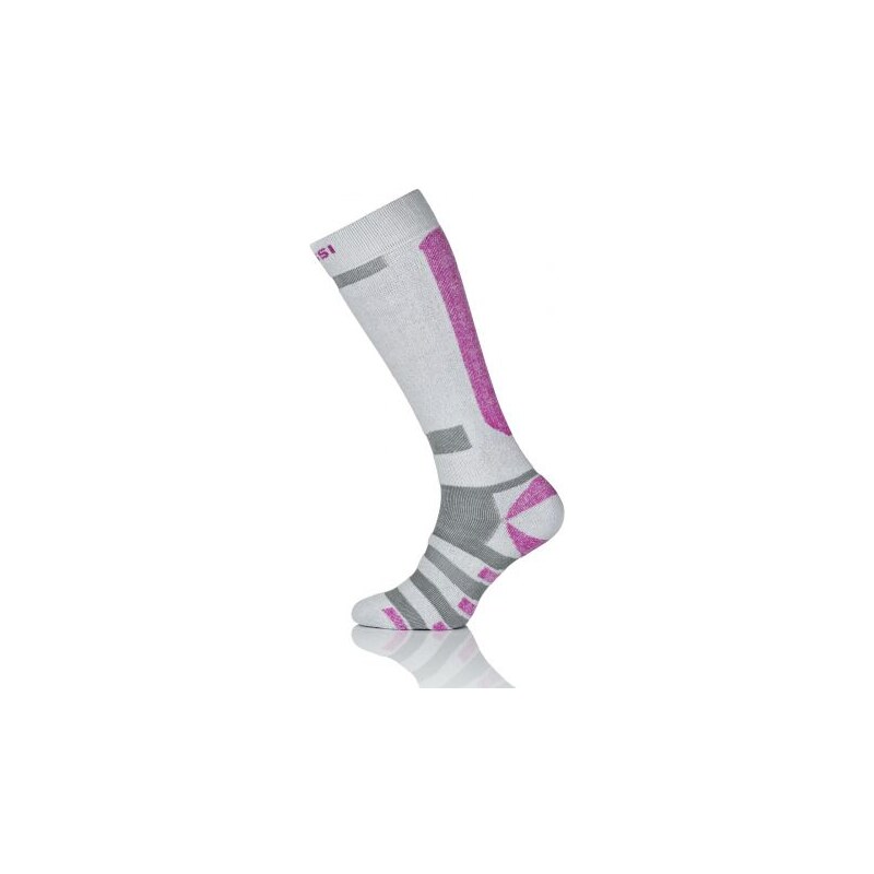 Nessi Lyžařské ponožky SN4 - Světle šedá+šedá+růžová Velikost: 31-35