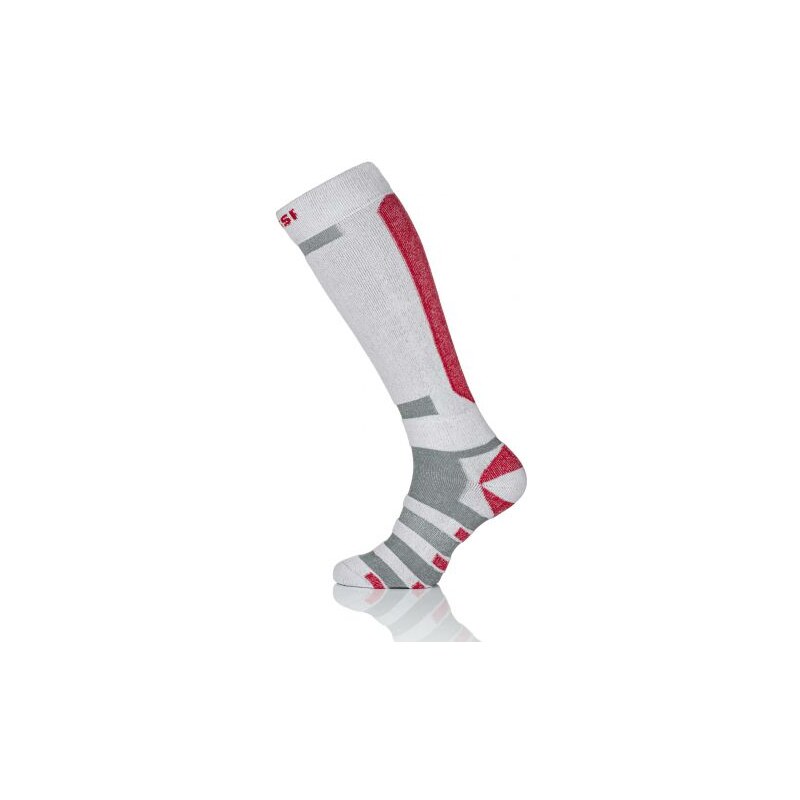 Nessi Dětské lyžařské ponožky SN1 - Šedá+světle šedá+červená Velikost: 31-35