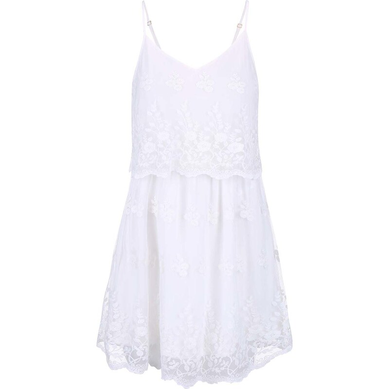 Bílé romantické krajkované šaty Vero Moda Kiki