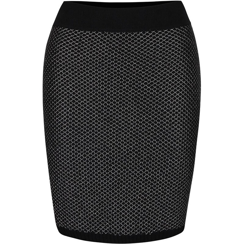 Černá úpletová sukně s metalickým prošíváním Lavand