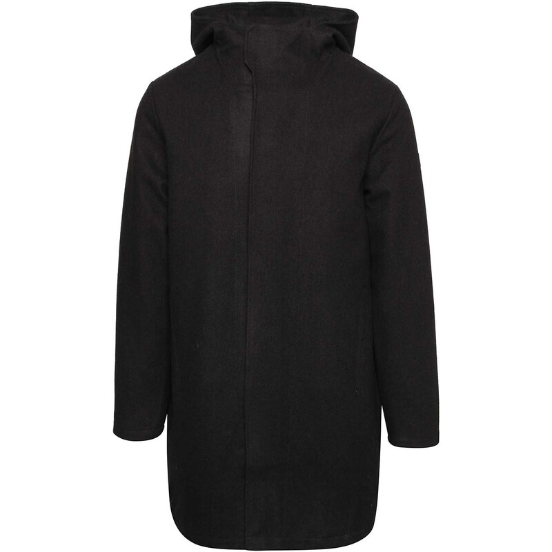 Černá pánská dlouhá bunda s kapucí RVLT