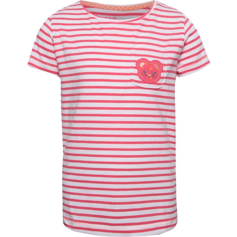 Krémovo-růžové holčičí pruhované tričko s kapsičkou 5.10.15.