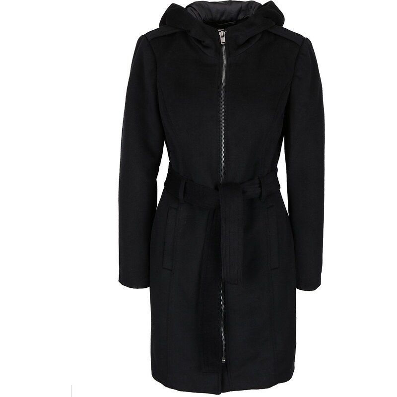 Černý kabát na s kapucí Vero Moda Fedora