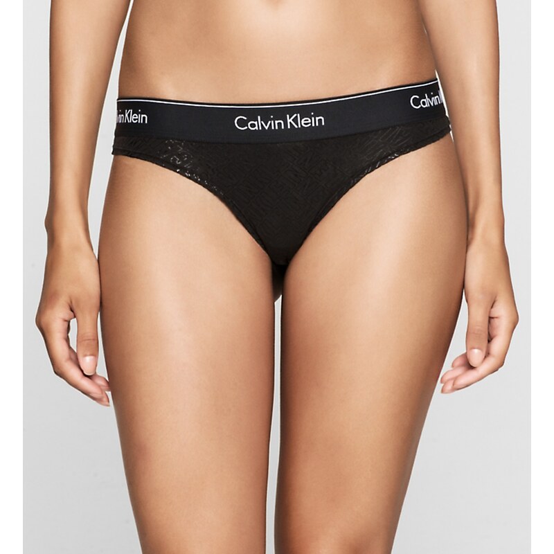 Calvin Klein černé vzorované kalhotky Logo Metalic