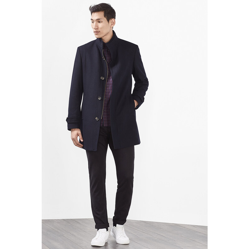 Esprit Kabát z vlněné směsi, knoflíková lišta, zip