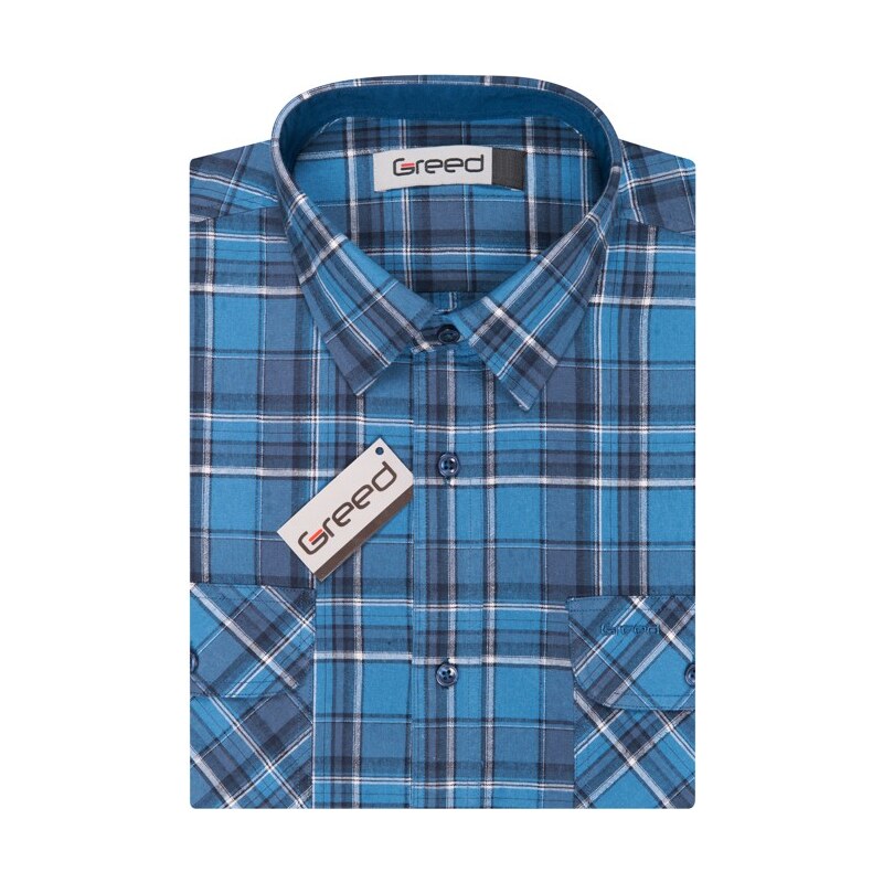 Textil Soldán Pánská košile, sportovní modrá károvaná, dlouhý rukáv, SLEVA 50%