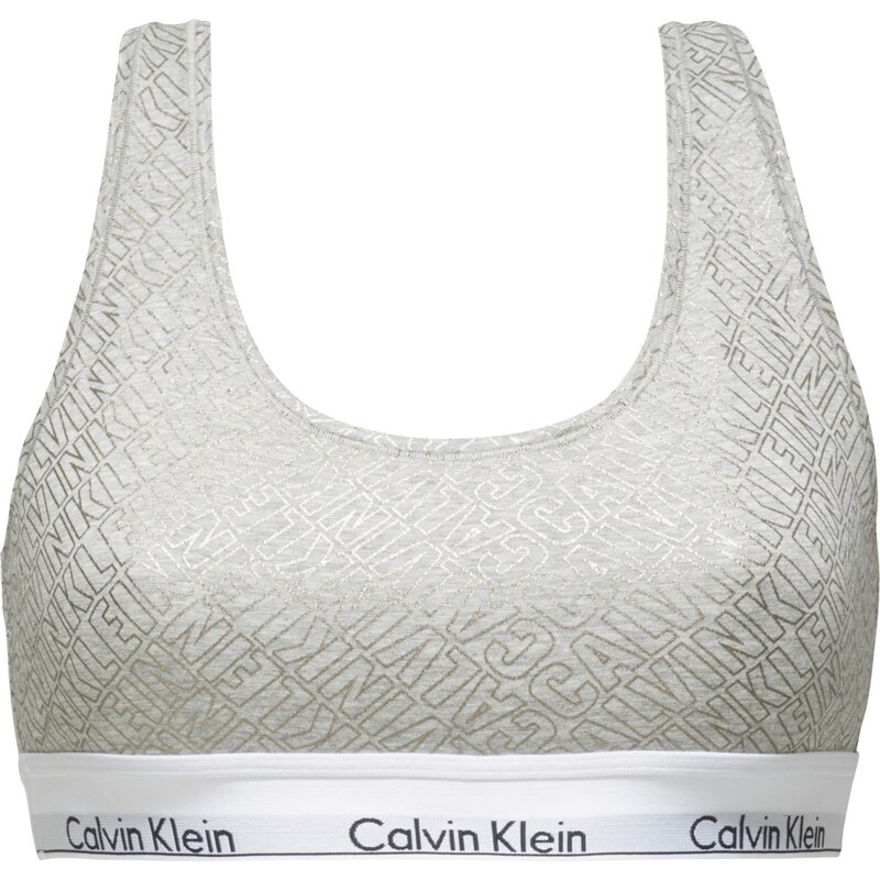 Calvin Klein šedá vzorovaná podprsenka Logo Bralette
