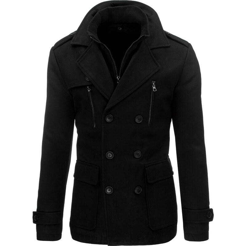 Atraktivní pánský moderní černý kabát