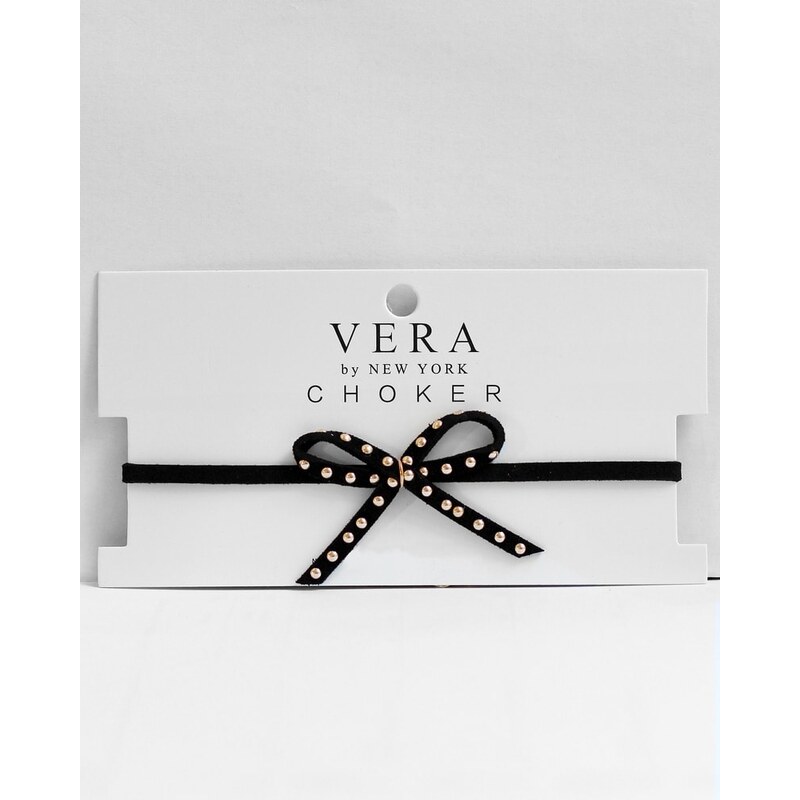 Vera by New York Black Gold Bow Stud Choker Vera by New York