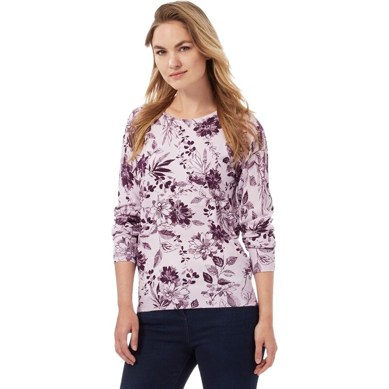 DASH Měkký svetr s lilac květinovým potiskem