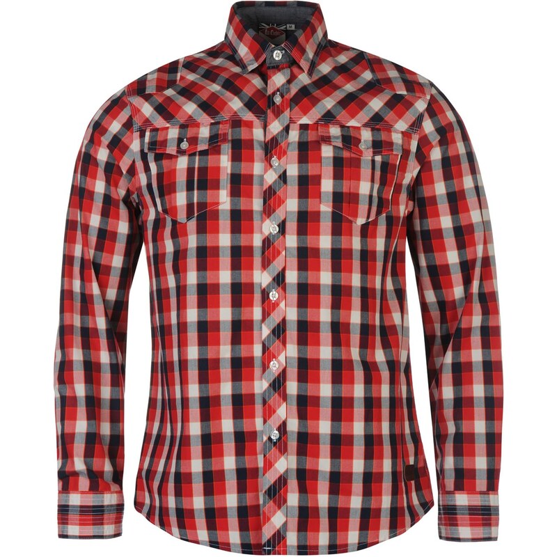 Lee Cooper Carlton Long Sleeve Check Shirt Mens, red