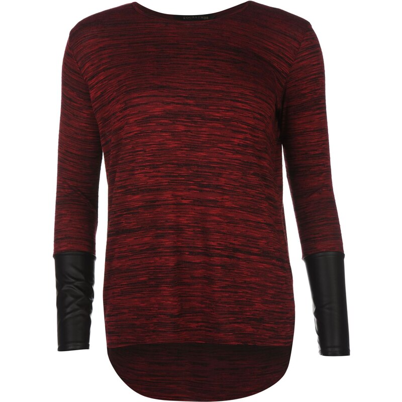 Rock and Rags Leather Look Sleeve dámské Jumper drk red