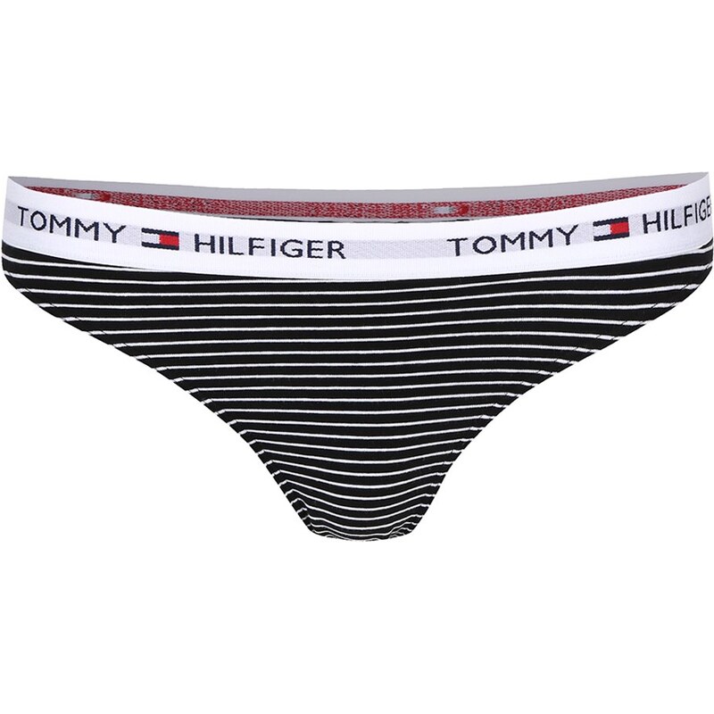 Černé pruhované kalhotky s bílým lemem Tommy Hilfiger