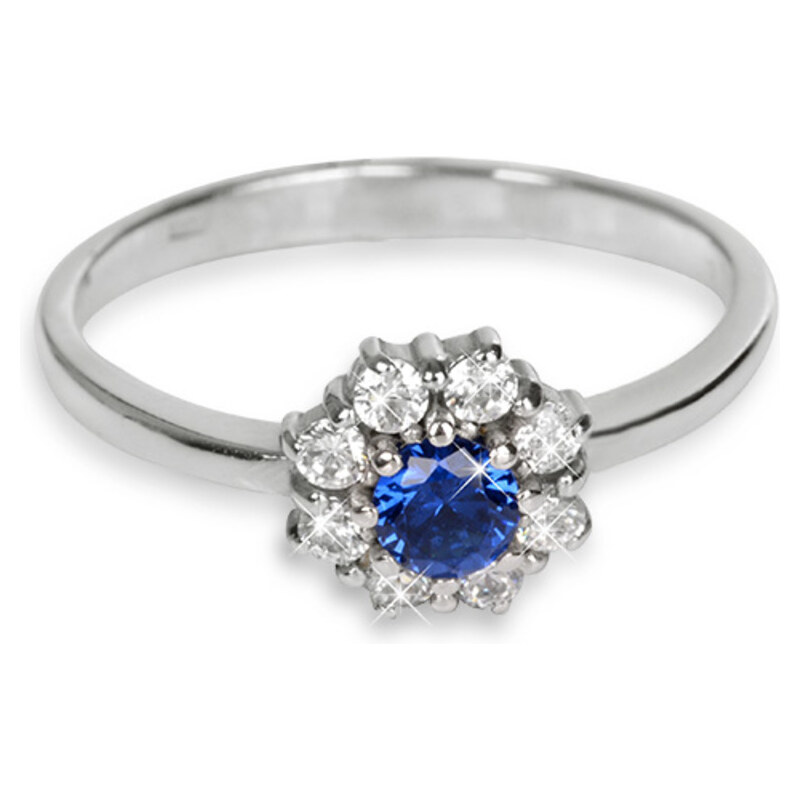 Troli Stříbrný prsten s krystaly 426 001 00432 04 - modrý