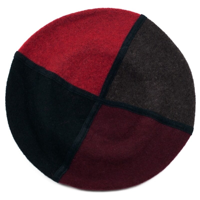 Art of Polo Červený čtyřbarevný vlněný baret