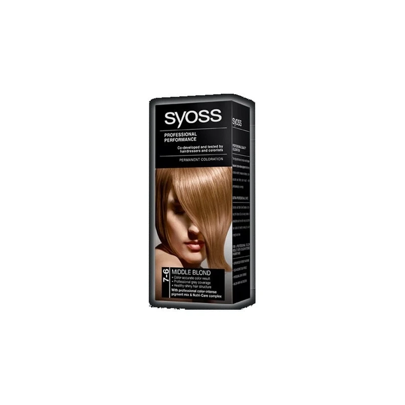 SYOSS Professional Permanentní barva na vlasy Middle Blond - středně plavá  7-6 - GLAMI.cz