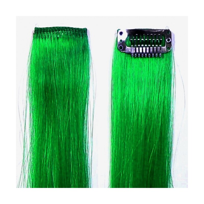 SO.CAP. Original 40cm syntetické prameny vlasů na 3cm sponě - Green zelená