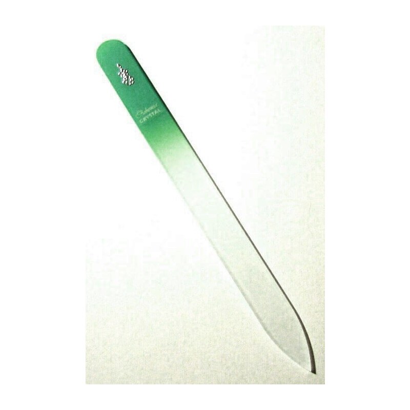 BOHEMIA CRYSTAL Skleněný pilník na nehty s potiskem - 140mm - zelený