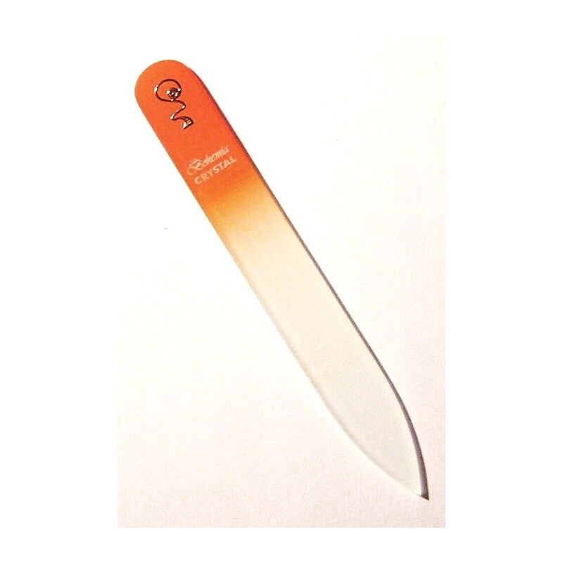 BOHEMIA CRYSTAL Skleněný pilník na nehty s potiskem - 90mm - oranžový