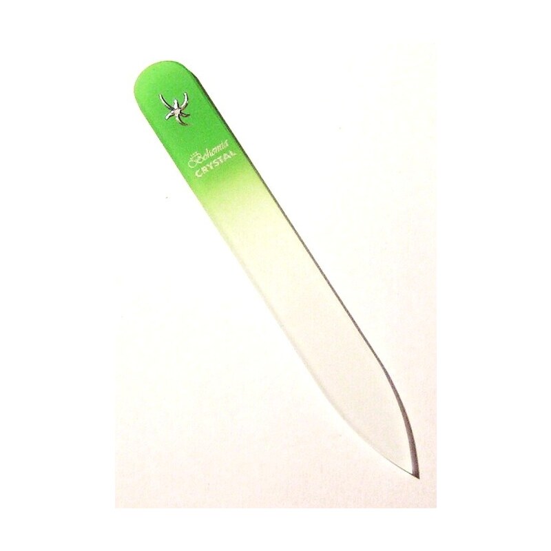 BOHEMIA CRYSTAL Skleněný pilník na nehty s potiskem - 90mm - sv. zelený