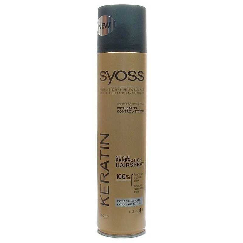 SYOSS Professional KERATIN Hairspray extra silný lak pro pružnou fixaci a lesk vlasů 300ml