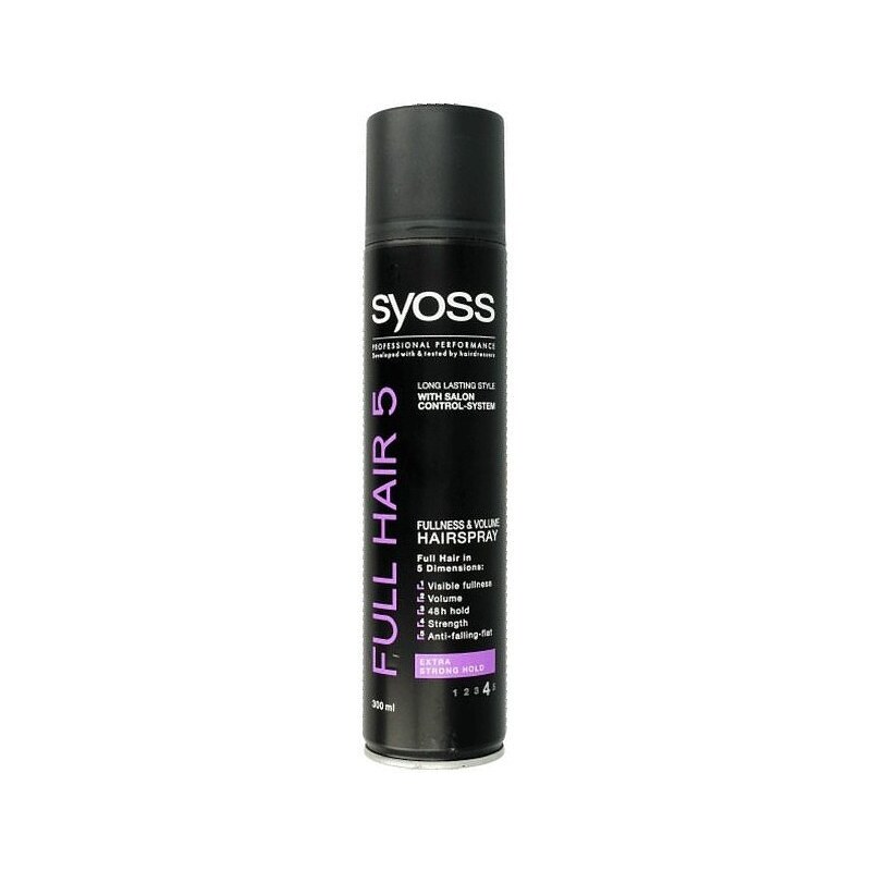 SYOSS Full Hair 5 Volume Hairspray Extra Strong 300ml - lak pro zvýšení hustoty a objemu vlasů