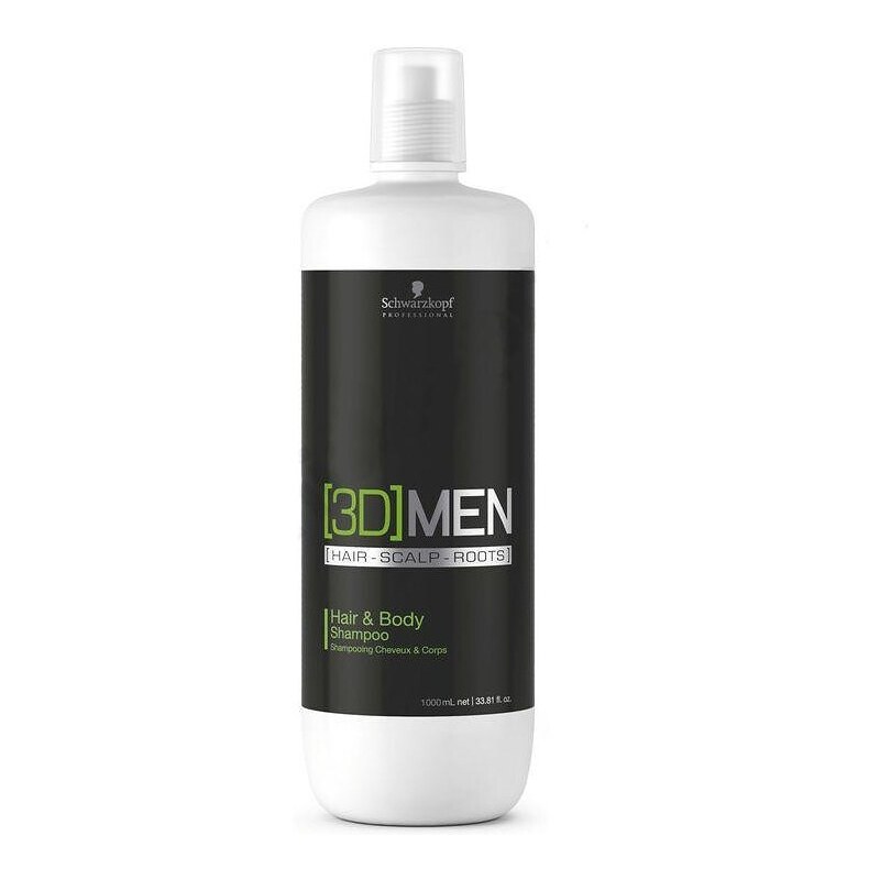 Schwarzkopf 3D MEN Hair And Body Shampoo 1000ml - pánský šampon na vlasy a tělo
