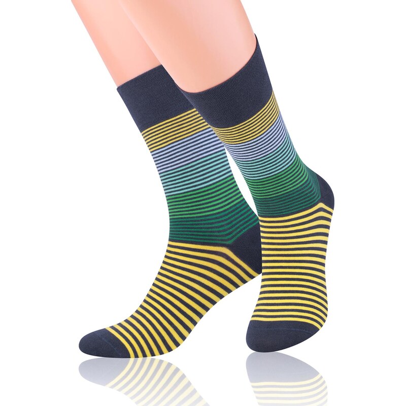 Ponožky Steven 056-III, modrá - žlutá